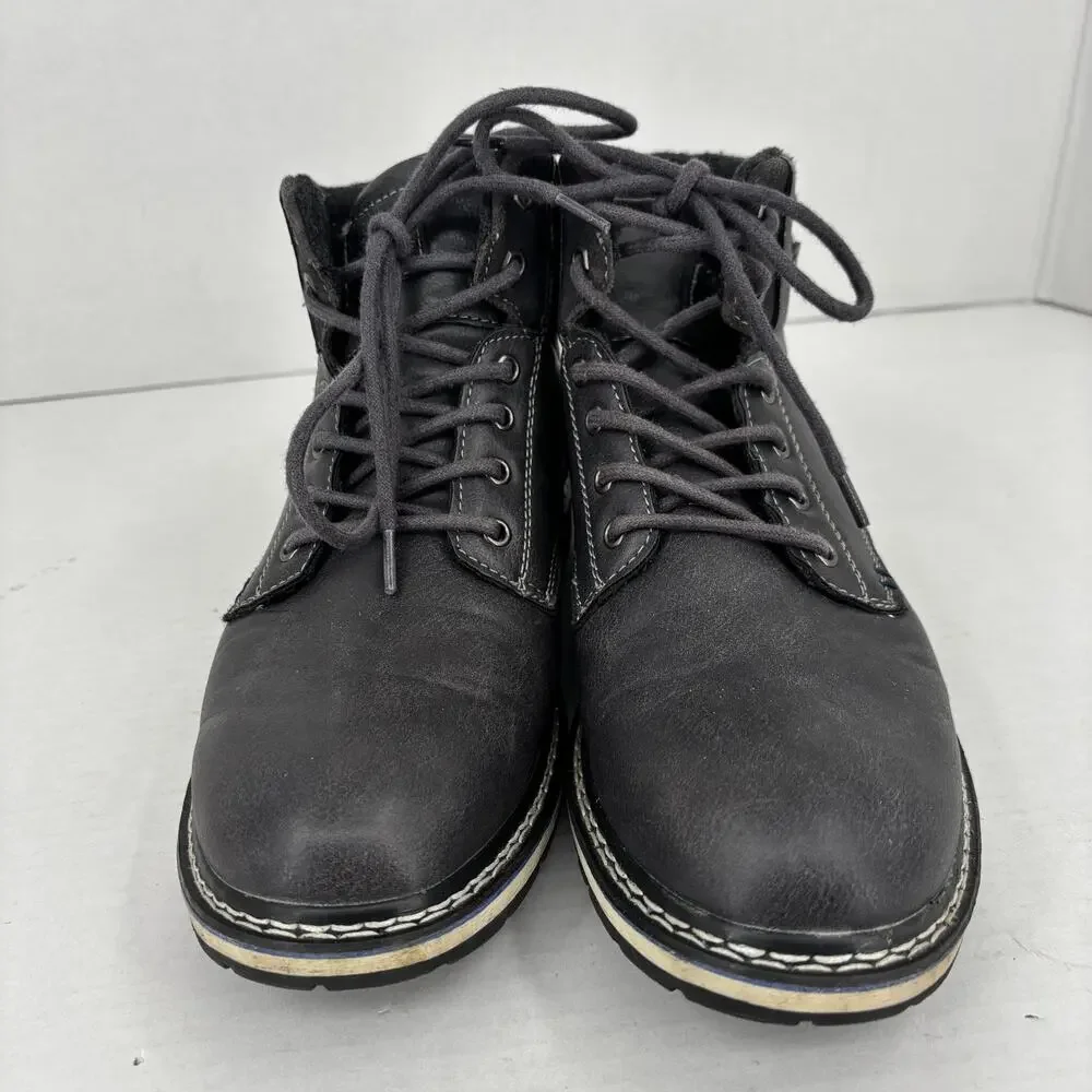 B-52 By Bullboxer Elyss Winter Boots Mens Size 8 Gray Black Lace Up Fleece Lined